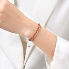 Peridot Stand Silver Gold Bracelets, Handmade Birthstone Stack Bracelet Crystal Gemstones Bead Chain Gift for Women, 8" - color: Red Agate