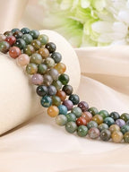 Jovivi 8mm Round Indian Agate Gemstone Beads, 96pcs Energy Healing Crystals, Polished Smooth Stone Beads for Jewelry Making - color: Indian Agate