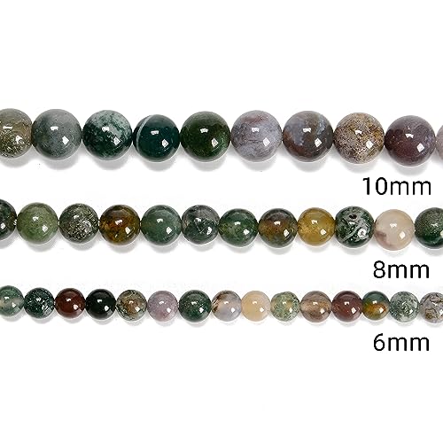 48Pcs India Agate Green 8mm Beads Natural Stone Round Gemstone Genuine Real Stone for DIY Bracelet Jewelry String Making - color: Green India Agate, size: 8mm