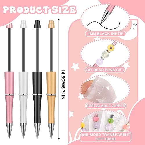 Colarr 24 Sets Plastic Beadable Pens DIY Pens Making Kit Assorted Wood Beads Crystal Spacer Black Ink Ballpoint for Women Crafts Office Family Gifts(Daisy) - style: Daisy