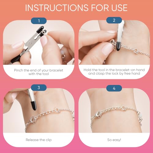 CraftyCrocodile Set of 3 Bracelet Helper Tool - Fastener Tool for Bracelet, Necklace, Jewelry, Watch - Сlip, Clasp Helper - Easy to Put on Yourself, Portable, Made of Metal, Silver, Blue, Emerald - color: Silver, Blue, Emerald