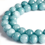 60pcs 6mm Natural Blue Chalcedony Beads Gemstone Beads Round Loose Beads for Jewelry Making - color: Blue Chalcedony, size: 6mm