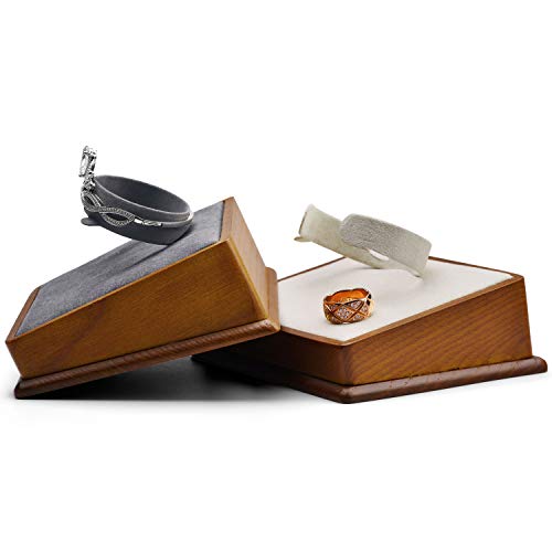 Oirlv Solid Wood Jewelry Display Stand Square Bracelet watch bangle Holder Showcase Jewelry Organizer Display Stand (Grey) - color: Grey Bracelet Holder