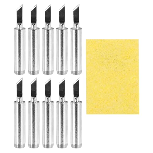 MECCANIXITY Pack of 10 900M Solder Tips Internally Heated Soldering Tips with Cleaning Sponge Pad Replacement Welding Accessories Kit for Electrical Solder Station Tip (900M-T-1.5SK) - style: 900M-T-1.5SK