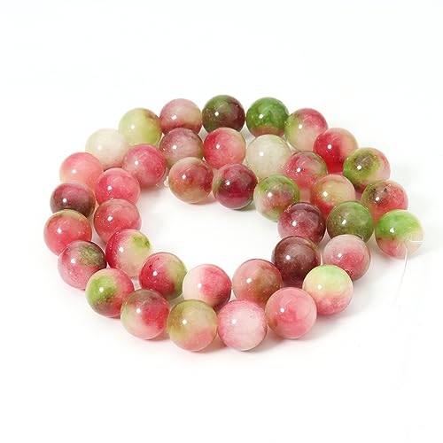 35pcs 10mm Natural Watermelon Tourmaline Gemstone Beads Energy Healing Crystal Round Loose Stone Beads for Jewelry Making, DIY Bracelets Necklaces - color: Watermelon Tourmaline, size: 10mm