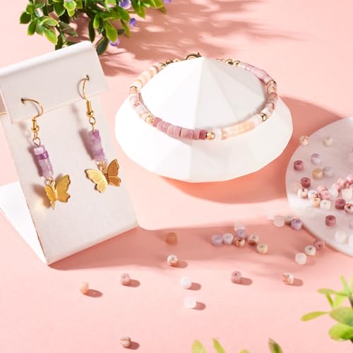 Beadthoven 200Pcs 4mm Flat Disc Gemstone Beads 4 Styles Rhodonite Red Netstone Natural Lepidolite Pink Aventurine Beads Natural Stone Heishi Crystal Spacers for DIY Jewelry Making Bracelets Necklace - color: Flat Disc-Pink, size: 4mm
