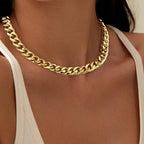 WomenGifts Cuban Link Chain Necklace for Women, Waterproof 14k Gold Silver Plated Chain Choker, Non Tarnish Stainless Steel Jewelry, 3.5/5/6/8/11mm,14/16/18 Inch Thin&Chunky&Thick - color: Gold, style: 11MM-14"