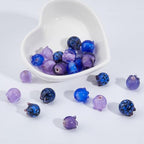 24Pcs Lampwork Glass Blueberry Beads 8 Styles Handmade Fruit Beads Mixed Color Fruit Glass Beads for Jewelry Necklace Bracelets Earrings Making DIY Crafts