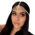 Catery Head Chain Jewelry Boho Gold Rhinetsone Headpiece Indian Accessories for Women - color: Gold