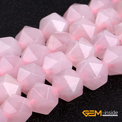 GEM-Inside Natural 8mm Pink Rose Quartz Gemstone Loose Beads Faceted Cambay Crystal Energy Stone Power for Jewelry Making 15" - color: Pink Rose Quartz, size: 8mm