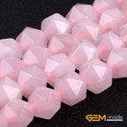 GEM-Inside Natural 8mm Pink Rose Quartz Gemstone Loose Beads Faceted Cambay Crystal Energy Stone Power for Jewelry Making 15" - color: Pink Rose Quartz, size: 8mm
