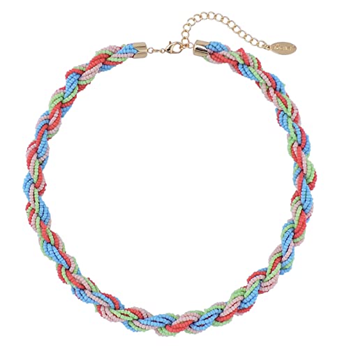 Bocar Fashion Seed Beads Statement Collar Necklace for Women (NK-10408) - color: Balloon Party