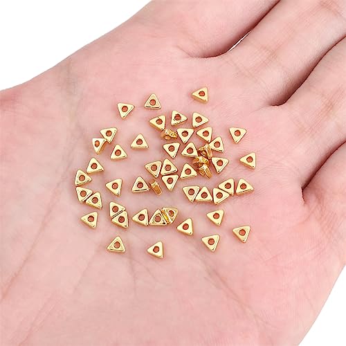BEADIA 14K Gold Plated Triangle Spacer Beads 3.5x1.5mm 50pcs for Jewelry Making Findings Non Tarnish - color: 14K Gold, size: 3.5x1.5mm Triangle