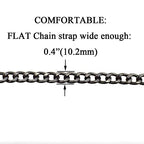 HAHIYO Purse Chain Strap Length 15.7 inches Bright Black for Shoulder Cross Body Sling Purse Handbag Clutch Replacement Strap Comfortable Flat 0.4” Wide Enough 2.4mm Extra Thick Metal Strap 1 Pack - size: Bright Black 15.7 inches