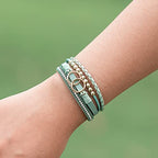 FANCY SHINY Mothers Day Gifts Boho Leather Wrap Bracelet Stackable Infinity Chunky Cuff Bracelets Western Hippie Outfits Jewelry Valentine Gifts for Women - color: Avocado