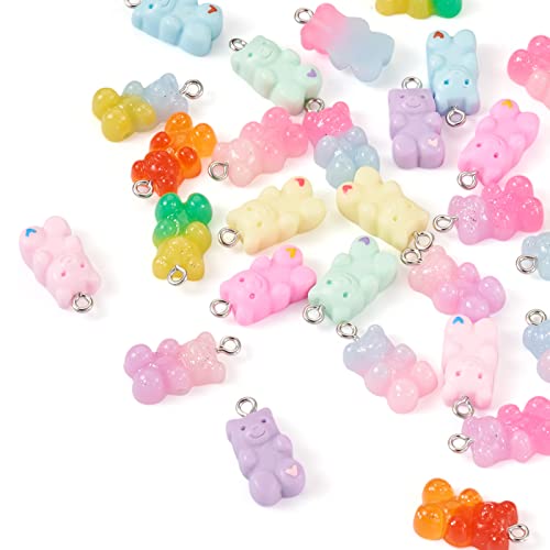 Cheriswelry Cup Cake Resin Pendants Lovely Food Sweet Dessert Dangle Charms Links Hanging Ornament with Metal Loop Fruit Pendants for Key Chains Bracelet Necklace Jewelry Making - color: Mixed Color-Bear*1