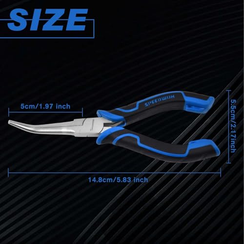 SPEEDWOX Bent Needle Nose Pliers With Smooth Jaw For Jewelry Making Fishing Hook Remover Long Angled Needle Nose Pliers For Jewelry Making, Wire Wrapping And Object Gripping - style: Bent Needle Nose Pliers Smooth Jaw