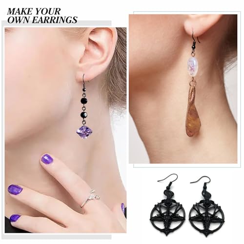TOAOB 100pcs Earring Hooks Hypo Allergenic French Ear Wires with Ball and Coil 18mm Black Fish Hook Earrings Making Supplies Jewelry Findings - color: Matte black