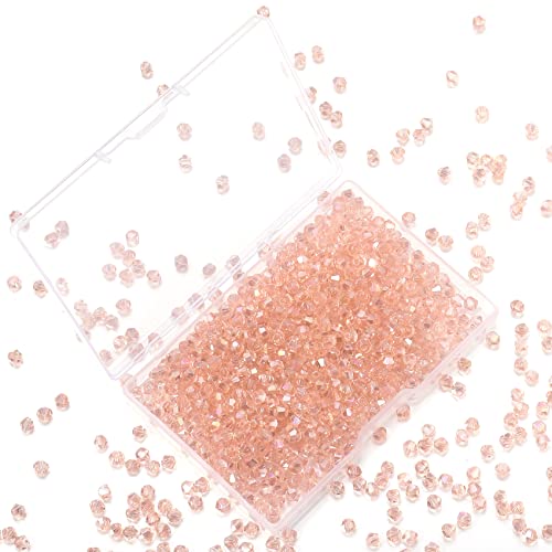 1000pcs Crystal Glass Beads 4mm Bulk Faceted Bicone Spacer Beads for DIY Jewelry Making - color: Water Red AB, size: 4mm