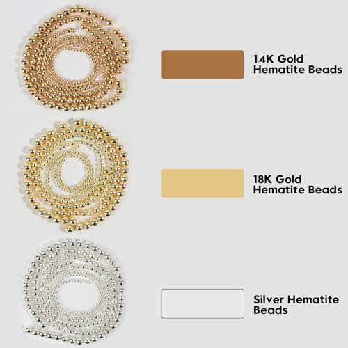 Song Xi 18K Gold Hematite Beads Round Loose Beads for Jewelry Making DIY Bracelets and Necklaces 6mm/60pcs - color: 18k gold, size: 6mm
