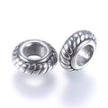 Cheriswelry 10pcs Rondelle Metal Spacer Beads 304 Stainless Steel European Large Hole Ring Beads Mini Stripe Loose Spacer Beads Slide Charms 8.5x3.5mm for Bracelet Necklace Jewelry Making - color: Rondelle