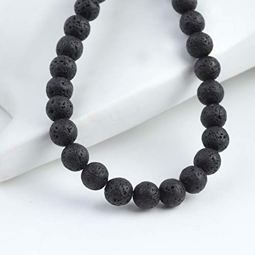 Natural Stone Beads 6mm Black Lava Polished Round Smooth Gemstone Beads for Jewelry Making 15 Inch(Black Lava,6mm) - color: Black Lava, size: 6mm