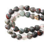 10mm Natural African Blood Stone Beads Heart Shape DIY Loose Gemstone Energy Healing Crystal Charms for Jewelry Making Handmade - color: African Blood Stone