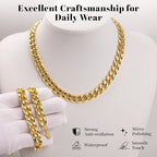 WomenGifts Cuban Link Chain Necklace for Women, Waterproof 14k Gold Silver Plated Chain Choker, Non Tarnish Stainless Steel Jewelry, 3.5/5/6/8/11mm,14/16/18 Inch Thin&Chunky&Thick - color: Gold, style: 11MM-16"