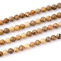 6mm 60pcs DIY Natural Brown Picture Stone Beads Round Healing Crystal Gemstone Loose Beads for Jewelry Making Handmade Bracelet Necklace - color: Brown Picture, size: 6mm