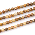 6mm 60pcs DIY Natural Brown Picture Stone Beads Round Healing Crystal Gemstone Loose Beads for Jewelry Making Handmade Bracelet Necklace - color: Brown Picture, size: 6mm