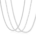 JEMARA 3Pcs Men's Stainless Steel 3mm Silver Chain Necklace Sets ，Non Tarnish Cuban Link Jewelry Gifts（18-22 inch） - size: 22 inches