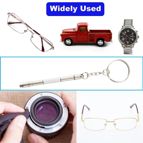 Glasses Repair Kit with Precision 5 in 1 Mini Screwdrivers Set Keychain for Eyeglasses, Sunglasses, Jewelry, Watch, Electronics, Toy, Eye glass Repairing Kit, Hex, Phillips, Flat Head (2pcs Silver) - color: 2pcs Silver