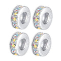 Clip Stopper Charms Sterling Silver Rondelle Spacer Bead Charm Stopper Charm for Pandora Charm Bracelets - color: Colorful (4 pcs )