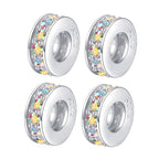 Clip Stopper Charms Sterling Silver Rondelle Spacer Bead Charm Stopper Charm for Pandora Charm Bracelets - color: Colorful (4 pcs )