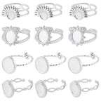 SUNNYCLUE 1 Box 4 Styles 16Pcs Ring Blank Setting Stainless Steel Bezel Ring Blanks Silver Adjustable Antique Metal Base Tray Findings Components for Jewelry Making DIY Gifts Supplies Women Adults - style: Ring 3