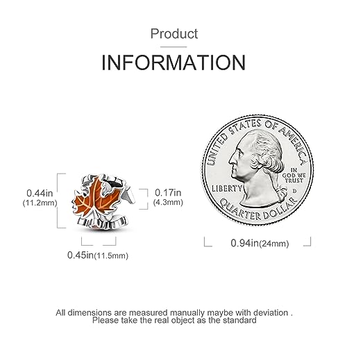 MULA 925 Sterling Silver Charms for Bracelets and Necklaces Lipstick and Bag Dangle Pendants Tower Camera Beads Jewelry Charms for Women - color: Maple Leaf