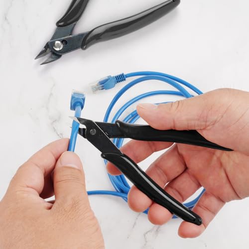 5 Pack Micro Wire Cutters, 5 Inches Flush Cutters Pliers, Diagonal Side Cutters Nippers, Zip Tie Sprue Cutter for Electronics, Plastic Models, Jewelry (Black) - color: Black