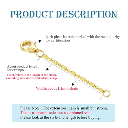 14k Gold Necklace & Bracelet Extender Chain, Adjustable Extension Chain for Necklace & Anklet - color: Style 18, size: 1inch