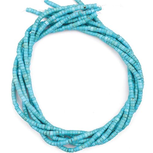160pcs 4x2mm Blue Turquoise Heishi Disc Rondelle Spacer Natural Stone Semi Precious Gemstone Loose Beads for Jewelry Making 15 Inch - color: Blue Turquoise, size: 4x2mm