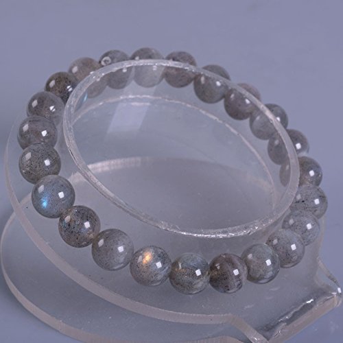 Justinstones Gem Semi Precious Gemstone 8mm Round Beads Stretch Bracelet 7 Inch Unisex - color: A Grade Labradorite