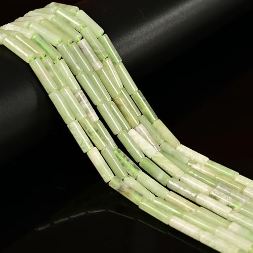 29 Pcs 4x13mm Genuine Real Light Green Jade Bead Cylinder Tube Beads for Bracelets Jewelry Making Crafts Adults - color: Light Green Jade, size: 4x13mm