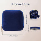 Travel Jewelry Case for Women, Double Layer Velvet Jewelry Pouch with Double Zipper, Small Travel Jewelry Organizer for Rings Earrings Bracelets, Mini Jewelry Travel Bag (Blue)