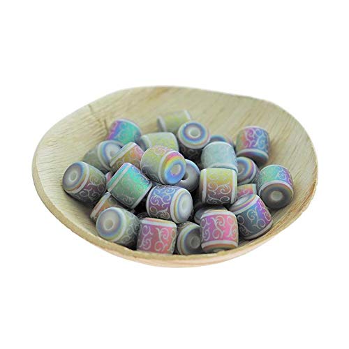 12 Barrel Glass Beads 12mm - Frosted Electroplated Vine Pattern - BD2542