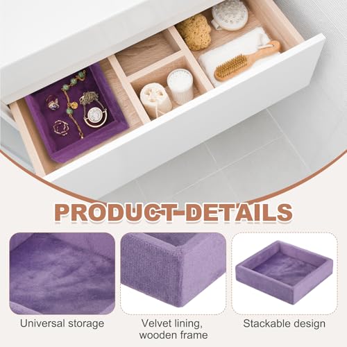uxcell Stackable Jewelry Storage Tray, Empty Tray Drawer Organizer, Small Display Box for Earrings, Necklaces, Rings and Bracelets, Purple - color: Purple