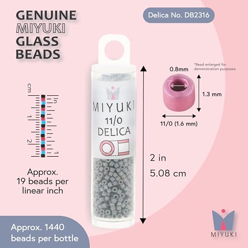 Miyuki Delica Seed Beads – Size 11/0 (1.6 mm), DB2316, Frost Opaque Glaze Rainbow Dark Teal, 7.2 g, Approx. 1440 Beads, Made in Japan - color: DB2316 - Frost Opaque Glaze Rainbow Dark Teal
