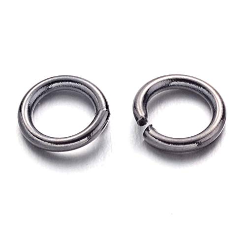 KISSITTY 50g Black Plated Brass Open Jump Rings 6x1mm Round Chainmail Jewelry Making Connectors (About 450pcs) - color: Black#6mm