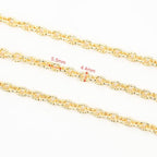 YOUBEIYEE 4 Meters 18K Gold Plated Chains for Jewelry Making Embossed Rolo Chain Light Gold Plated Brass Jewelry Chains with Jump Rings and Lobster Clasps - color: Embossed Rolo