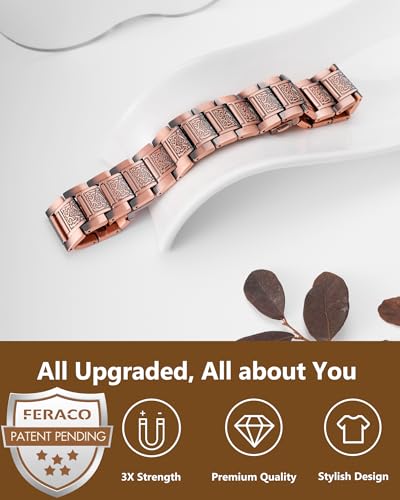Feraco Copper Bracelet for Men 3X Strength,Magnetic Therapy Bracelet Copper Jewelry with Powerful 3800 Gauss Magnets - style: Celtic Knot