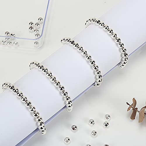 600 Pcs Silver Plated Smooth Round Metal Beads - Spacer, Crimp, Clamp End Stopper Beads 6 mm for Jewelry Making - color: Silver 6mm 600 Pcs