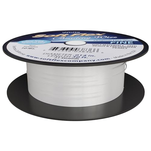 Soft Flex 21 Strand Beading Wire - Fine 0.14 Diameter - 30 Feet Design Wire - style: White Nylon